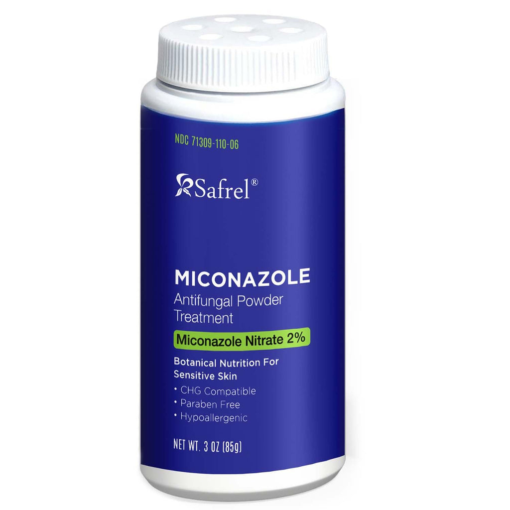 Safrel Antifungal Powder Treatment with 2% Miconazole Nitrate for Common Fungal Infections incuding Athletes Foot, Talc Free, 3 