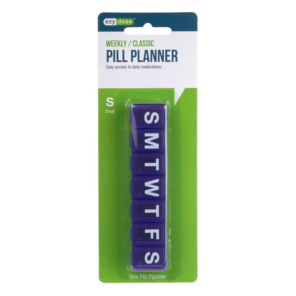 EZY DOSE Weekly (7-Day) Pill Case, Medicine Planner, Vitamin Organizer Box, Small Compartments, Convenient and Easy to Use, Colo