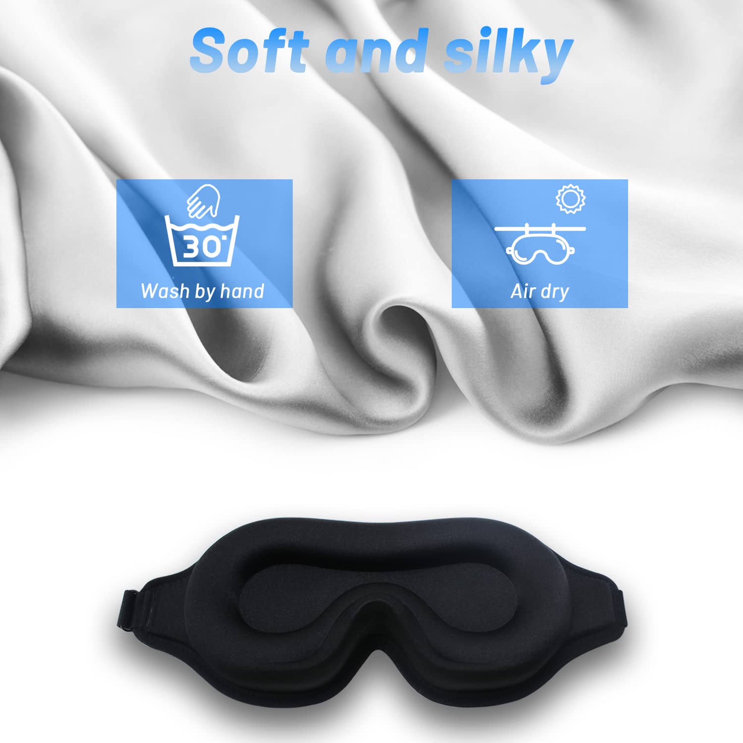 Sleep Mask for Side Sleeper, Upgraded 3D Contoured Cup Eye mask Blindfold for Man Women, Block Out Light, Eye mask with Adjustab