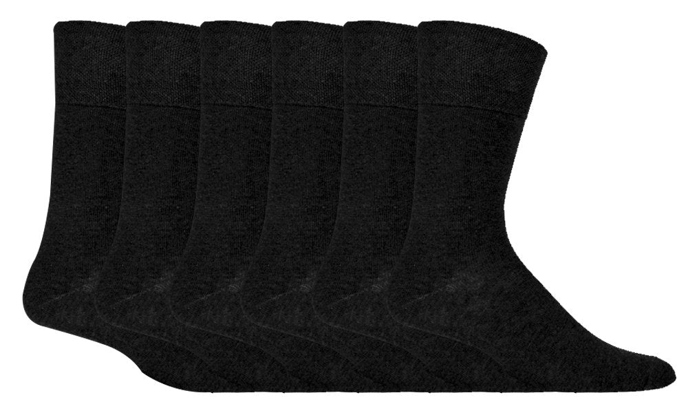 Gentle Grips Mens 6 Pairs Of Diabetic Sock With Comb Top And Hand Linked Toe 6-11 UK 39-45 EUR Blacks