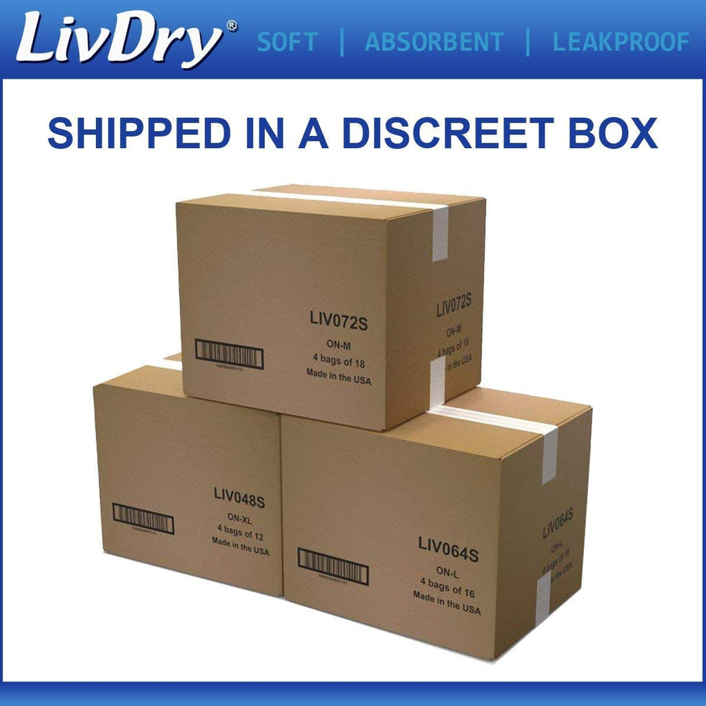 LivDry Incontinence Pad Insert for Men and Women | Hyper 1200 for Less Active Usage and More Protection (30 Count)