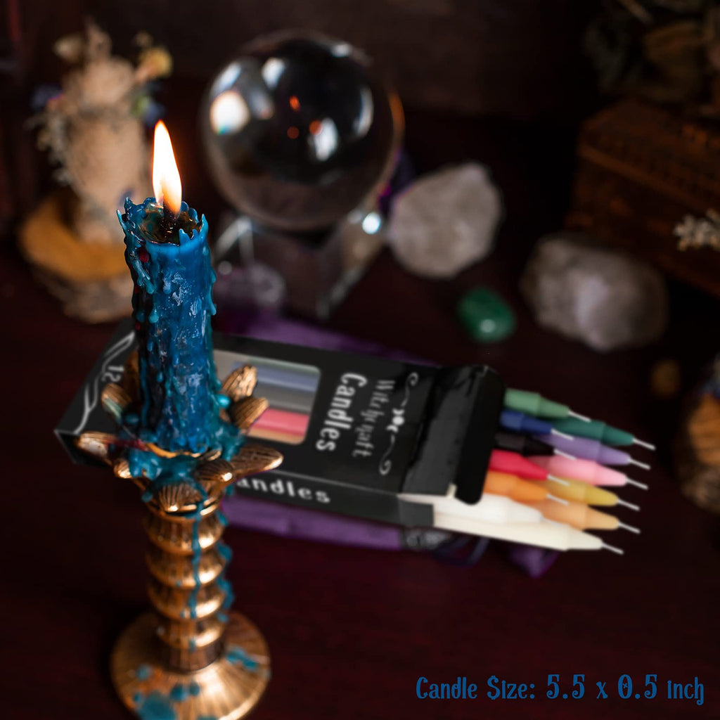 Witchcraft Supplies Kit for Spells, 56 PCS Witch Box Include Dried Herb Crystal Candles Amethyst Cluster Parchment, Wiccan Suppl