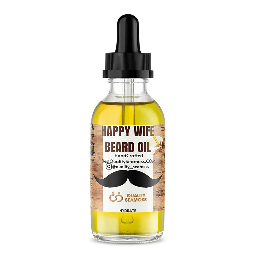 Happy Wife Beard Oil, Minty Tingle Beard Oil for Men, Beard Softener w/Sandalwood, Argan, Jojoba, Mint, Tea Tree Oil, Cucumber &