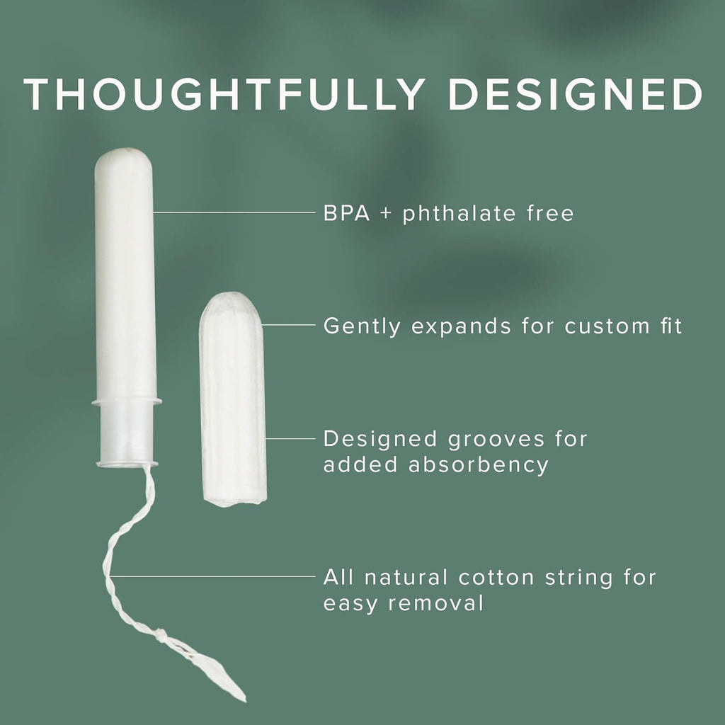 Veeda 100% Natural Cotton Tampons - Regular Absorbency with leak proof protection - Compact BPA-Free Applicator - Unscented & Fr