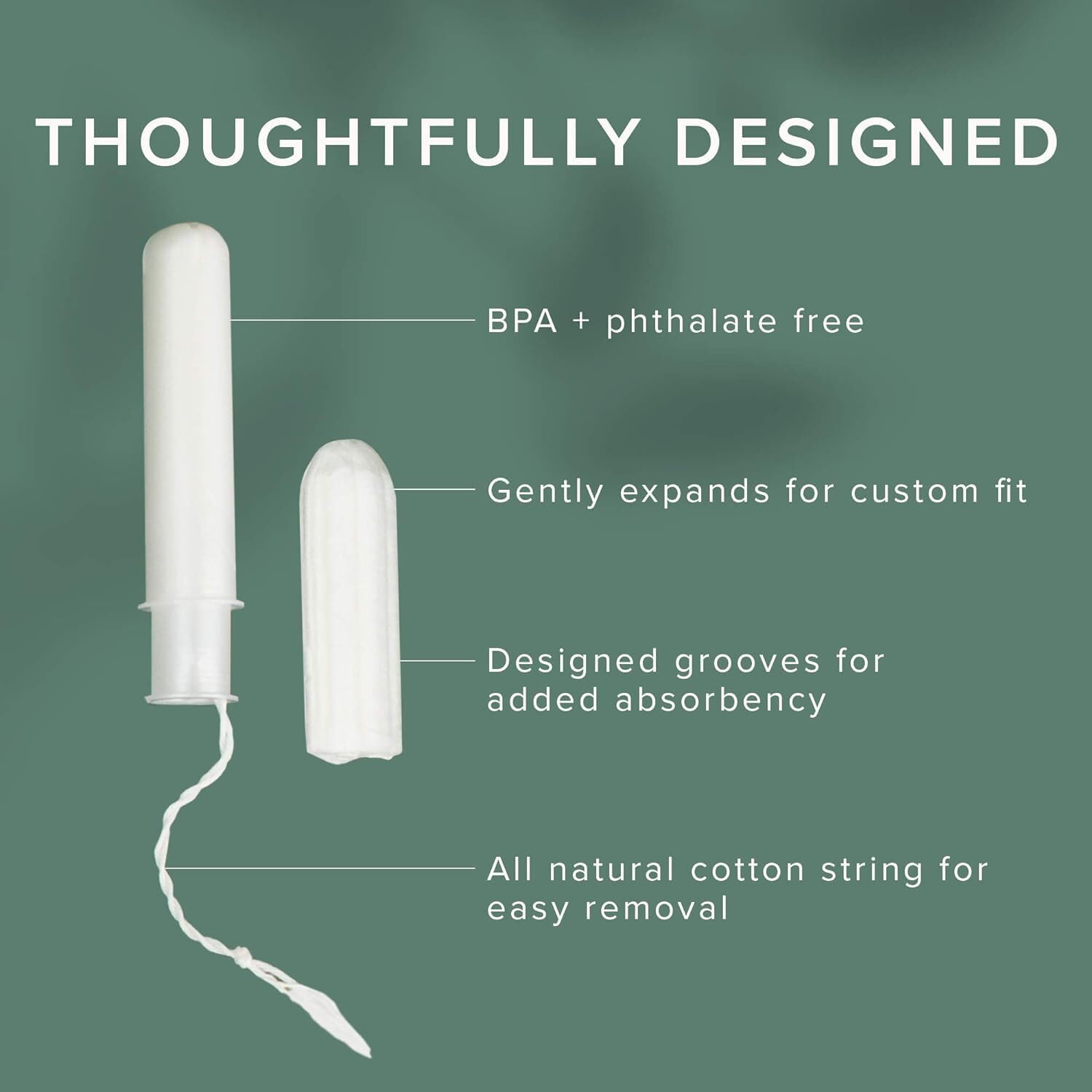 Veeda 100% Natural Cotton Non Toxic Tampons Super Absorbency, Leak Proof Protection - Compact BPA-Free Applicator - Unscented Or