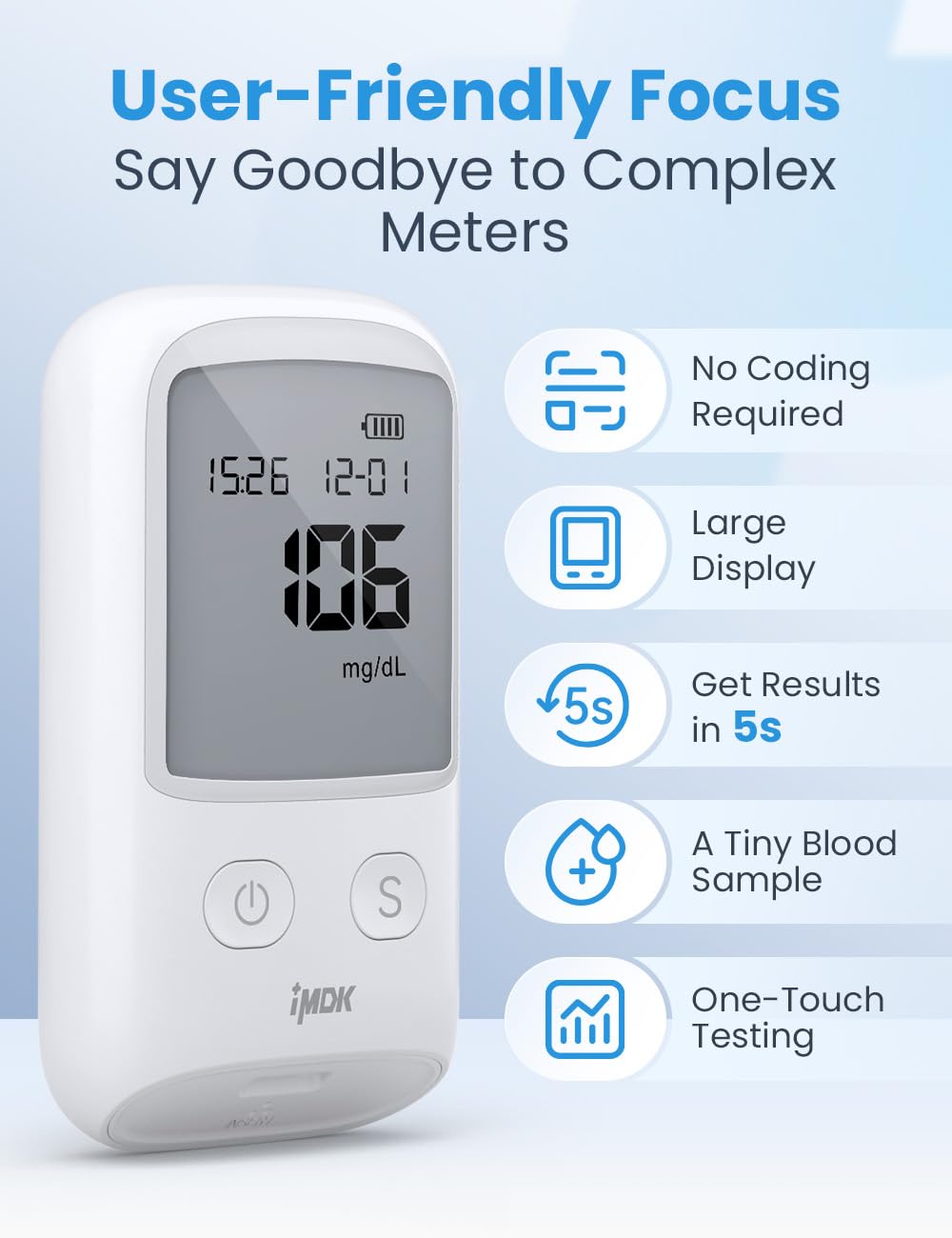 IMDK Blood Glucose Monitor Kit, ???????????????????? ???????????????? Blood Sugar Test Kit with 100 Glucometer Strips, 100 Lance