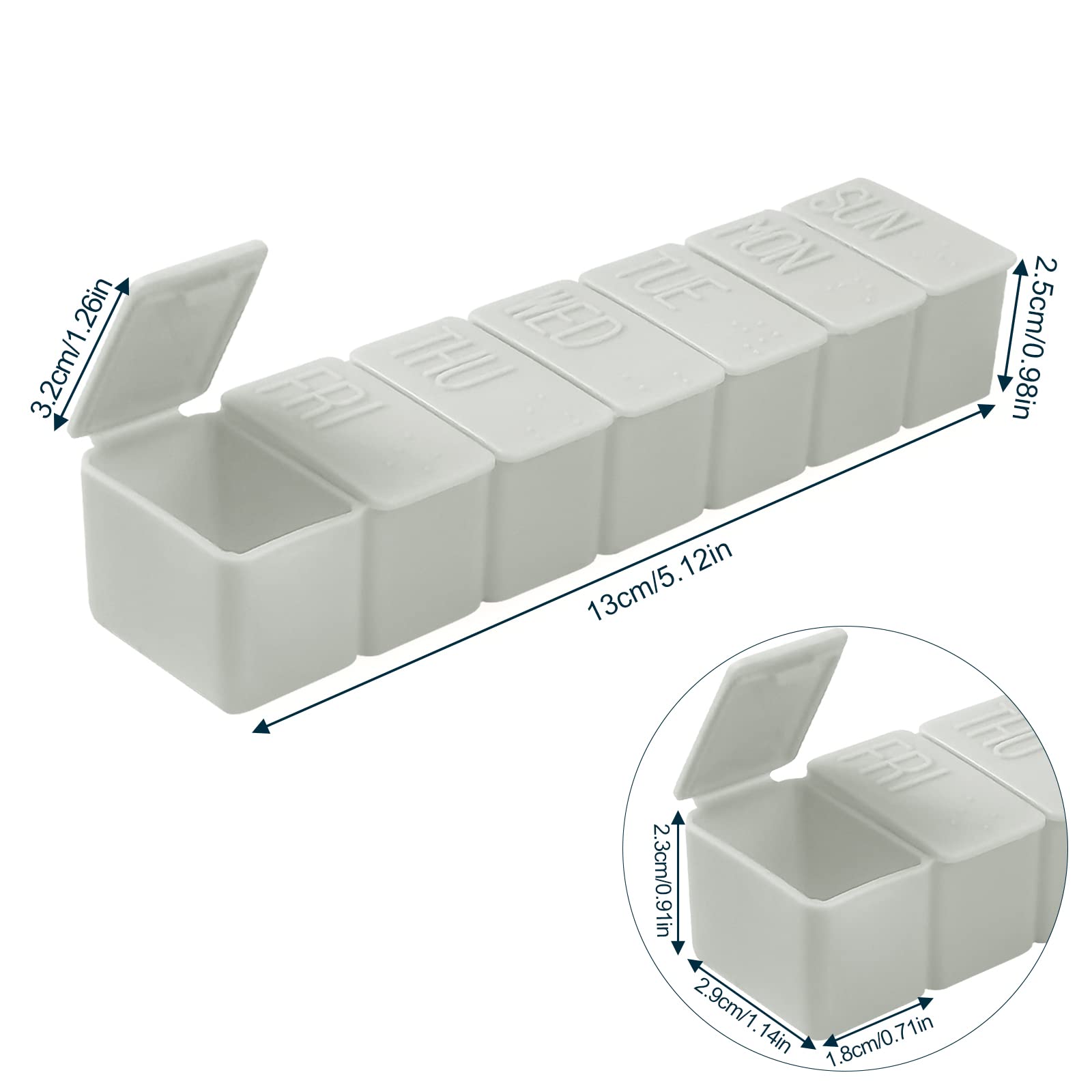 Fouews Weekly Small Pill Organizer, 7 Day Pill Case, Daily Vitamin Case Medicine Box, Pill Containers for Medicine Supplements F