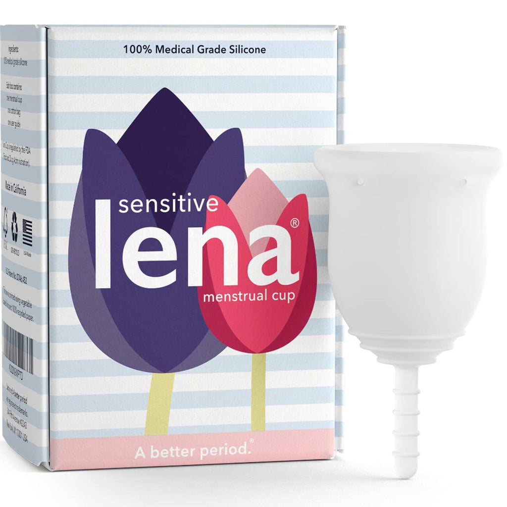 Lena Sensitive Menstrual Cup - Reusable, Soft Silicone, Light & Heavy Flow, Beginner Use - Ideal Alternative to Tampons, Pads, P
