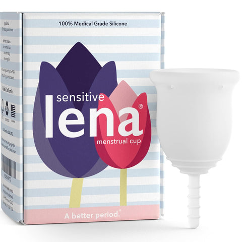 Lena Sensitive Menstrual Cup - Reusable, Soft Silicone, Light & Heavy Flow, Beginner Use - Ideal Alternative to Tampons, Pads, P