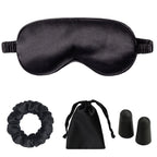 LCBD Silk Satin Sleeping Eye Mask, Black Sleep Eye Mask Night Blindfold for Women and Men, Soft Breathable Blackout Eyeshade Eye