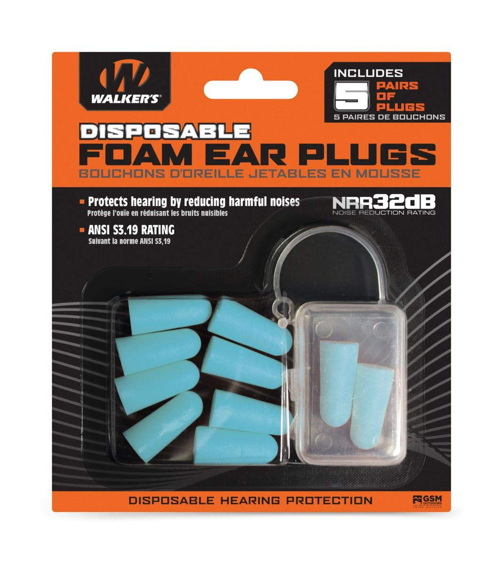 Walkers Foam NRR32dB Ear Plugs 5 Pair Teal