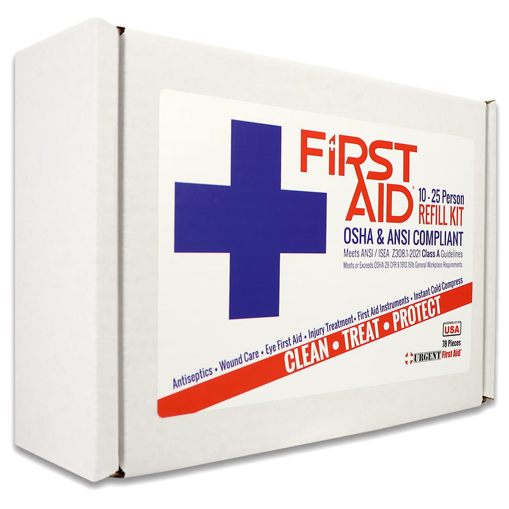 OSHA & ANSI First Aid Kit Refill/Upgrade, 25 Person, 78 Pieces, ANSI 2021 Class A for Office, Business, Home or car Boxes and ca