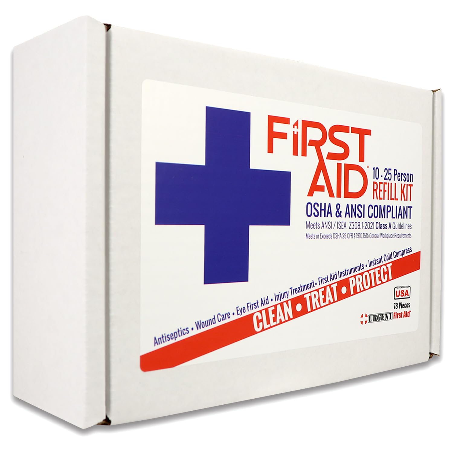 OSHA & ANSI First Aid Kit Refill/Upgrade, 25 Person, 78 Pieces, ANSI 2021 Class A for Office, Business, Home or car Boxes and ca