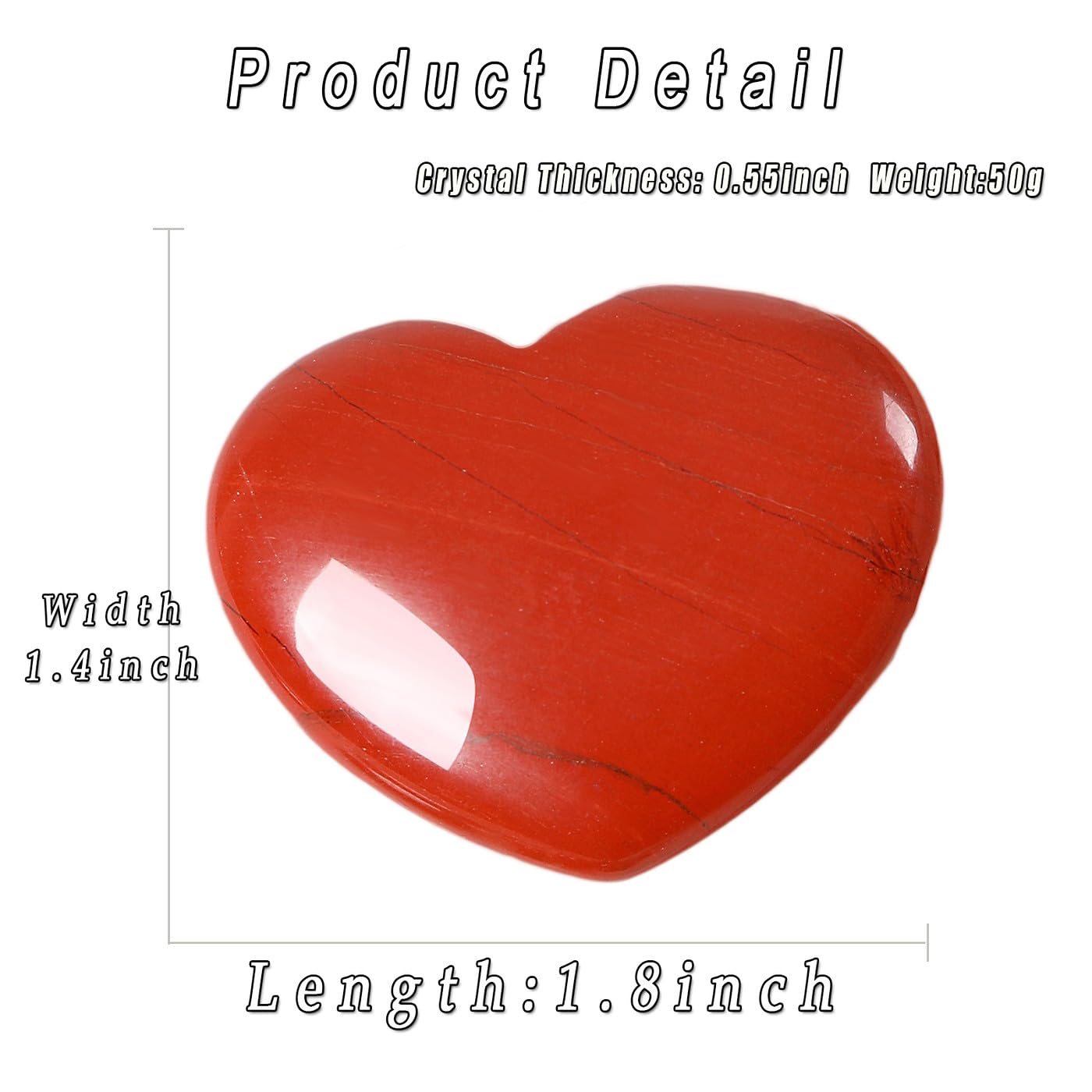 MAIBAOTA 45 mm Red Jasper Crystal Stones Heart Love Crystal Valentines Gifts for Herfriend Wife Palm Stone Reiki Crystal Gemston