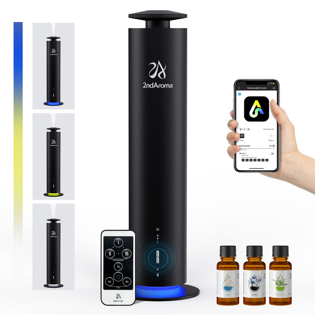 2ndAroma Waterless Scent Diffuser Starter Kit, Diffusers for Home Office Hotel 1000 Sq Ft Coverage, Cordless Essential Oil Diffu