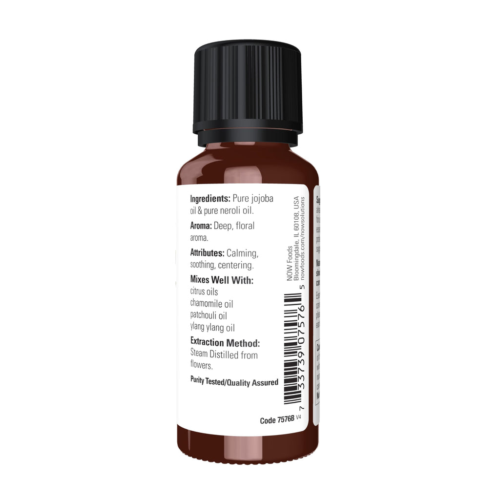 NOW Essential Oils, Neroli Oil, Deeply Floral Aromatherapy Scent, Steam Distilled, 100% Pure, Vegan, Child Resistant Cap, 1-Ounc