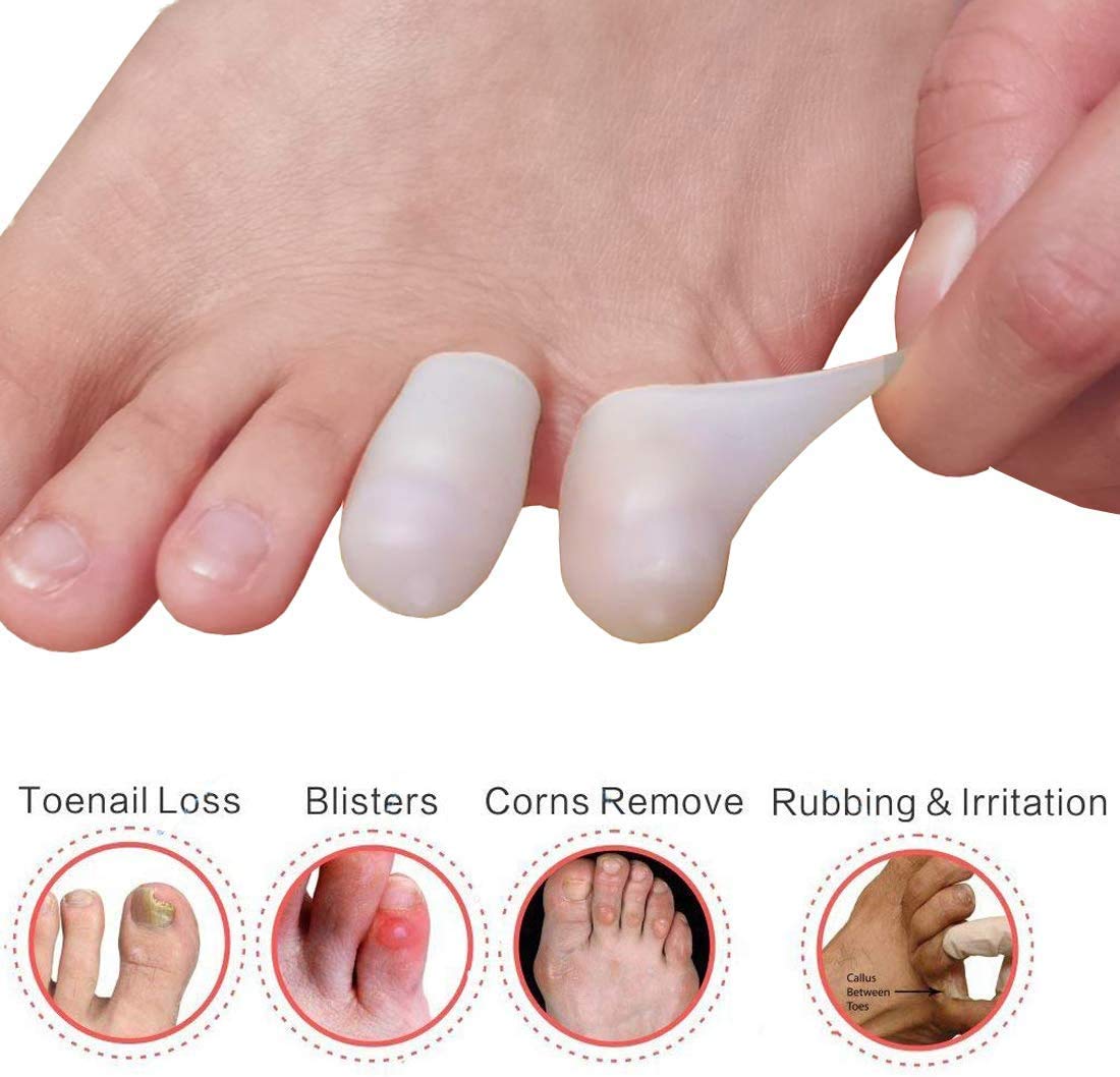 Mcvcoyh Pinky Toe Protectors 10 Pack Small Toe Caps, Gel Toe Sleeves Great for Little Toe Blisters for Corns Remover, Callus Cus