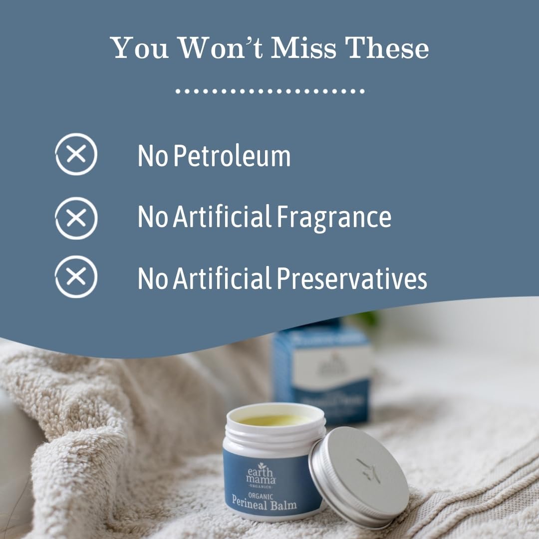 Earth Mama Organic Perineal Balm | Naturally Cooling Herbal Salve for Pregnancy and Postpartum Relief with Witch Hazel & Calendu