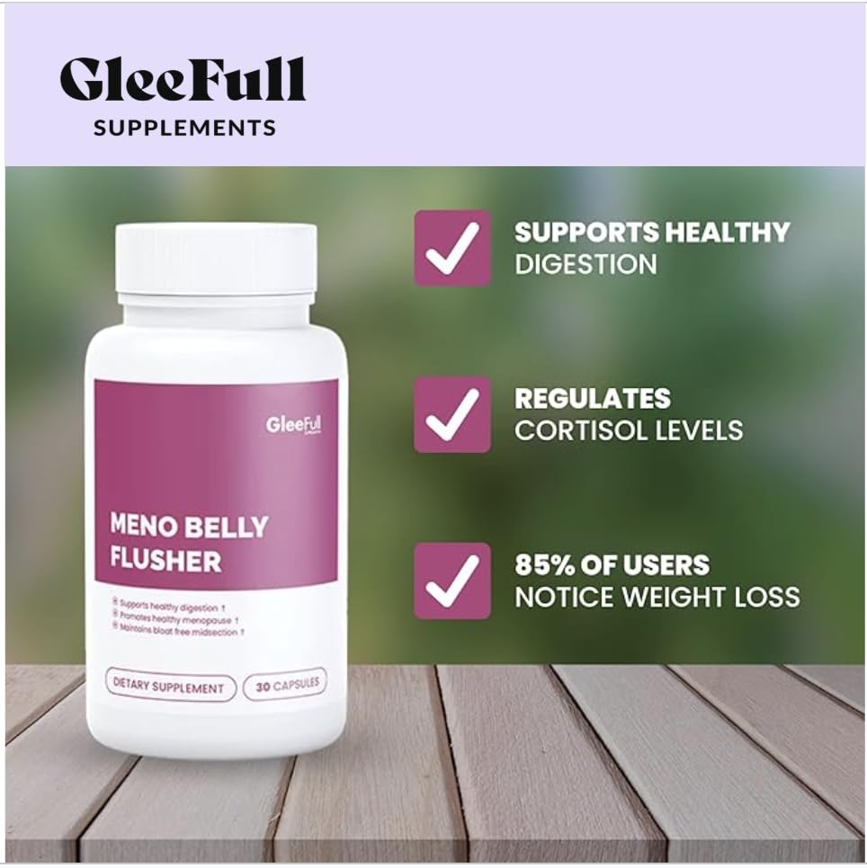 GleeFull Meno Belly Flusher - Menopause Supplements for Women - Hormone Balance for Weight Loss - Supports Digestion to Maintain