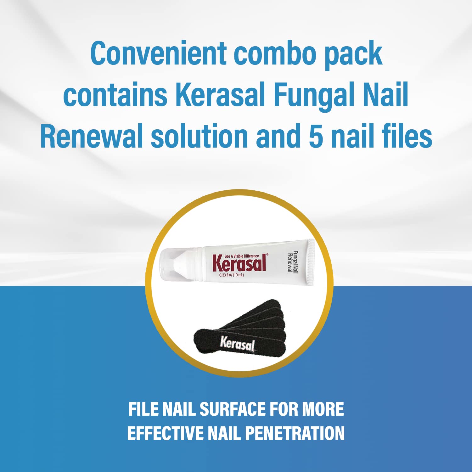 Kerasal Nail Renewal and Nail File Combo Pack, Restores Appearance of Discolored or Damaged Nails, 5 Heavy Duty Nail Files, 0.33