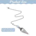 COMNICO Healing Crystal Pendulums, Aquamarine Spiritual Hexagonal Pointed Cone Resin Pendants with Chain, Divination Dowsing Too