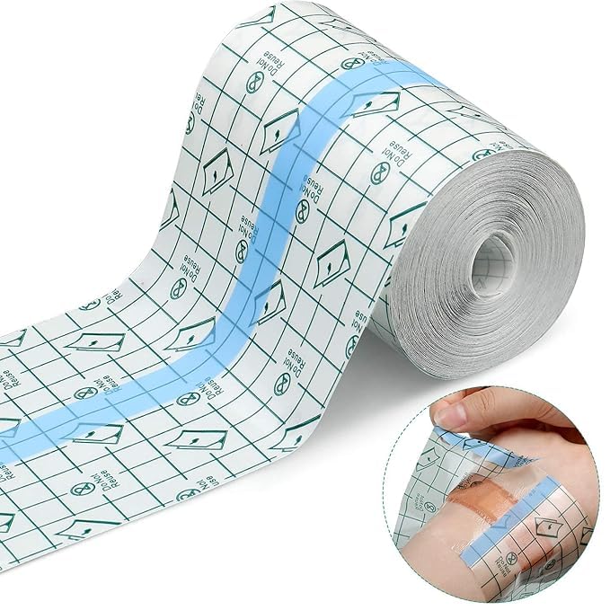 Veemok Transparent Stretch Adhesive Bandage Roll  Waterproof PU Film Dressing Tape for Shower, Tattoos, Wound Healing & Afterca