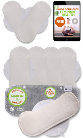 Natissy Cloth Panty Liners for Women- 7-Pack (Small) Viscose Daily Reusable Panty Liners Made in EU; Panty Liners Washable; Extr