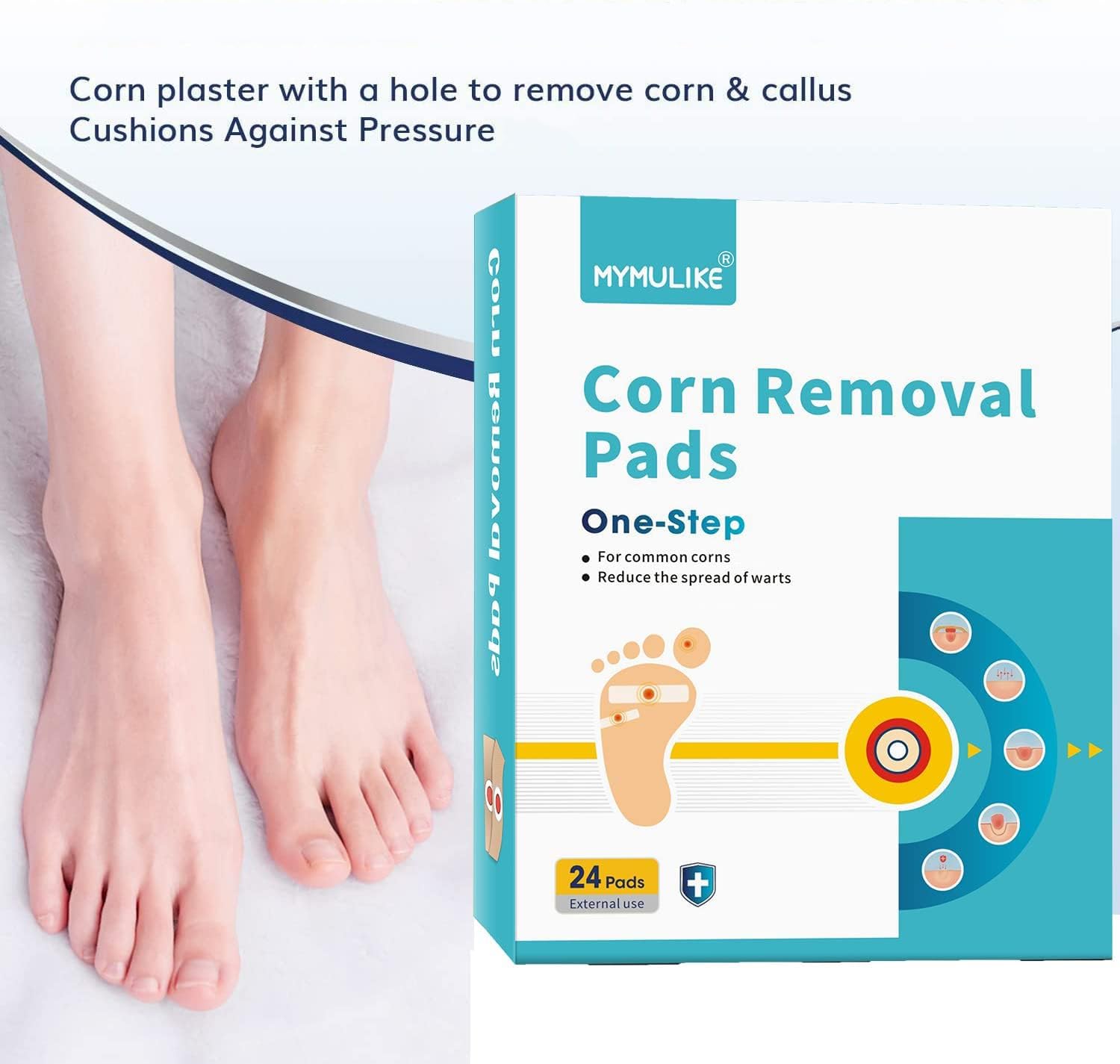 MYMULIKE Corn Remover Pads for Feet Toes, Extra Strength Corn Removal - Fast Effective Foot Corn Remover for Bottom of Foot, Lar