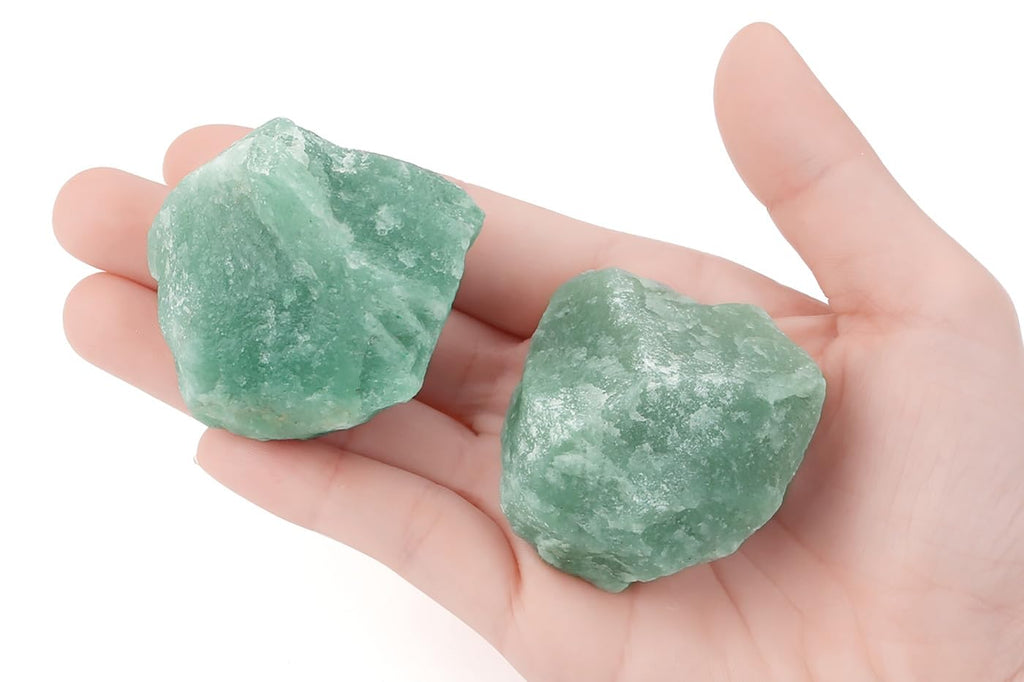 NUKAYAI 2Pcs Green Aventurine 1.8-2.2 Large Raw Crystals Stones Rough Rocks Healing Crystal for Wrapping Wire Wicca Reiki Cabbin