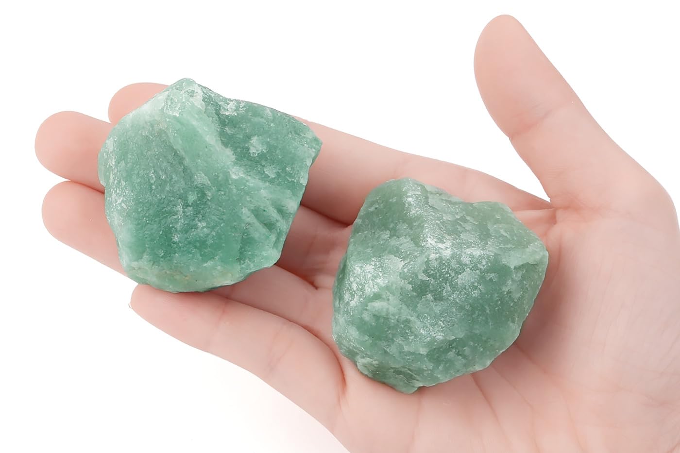NUKAYAI 2Pcs Green Aventurine 1.8-2.2 Large Raw Crystals Stones Rough Rocks Healing Crystal for Wrapping Wire Wicca Reiki Cabbin