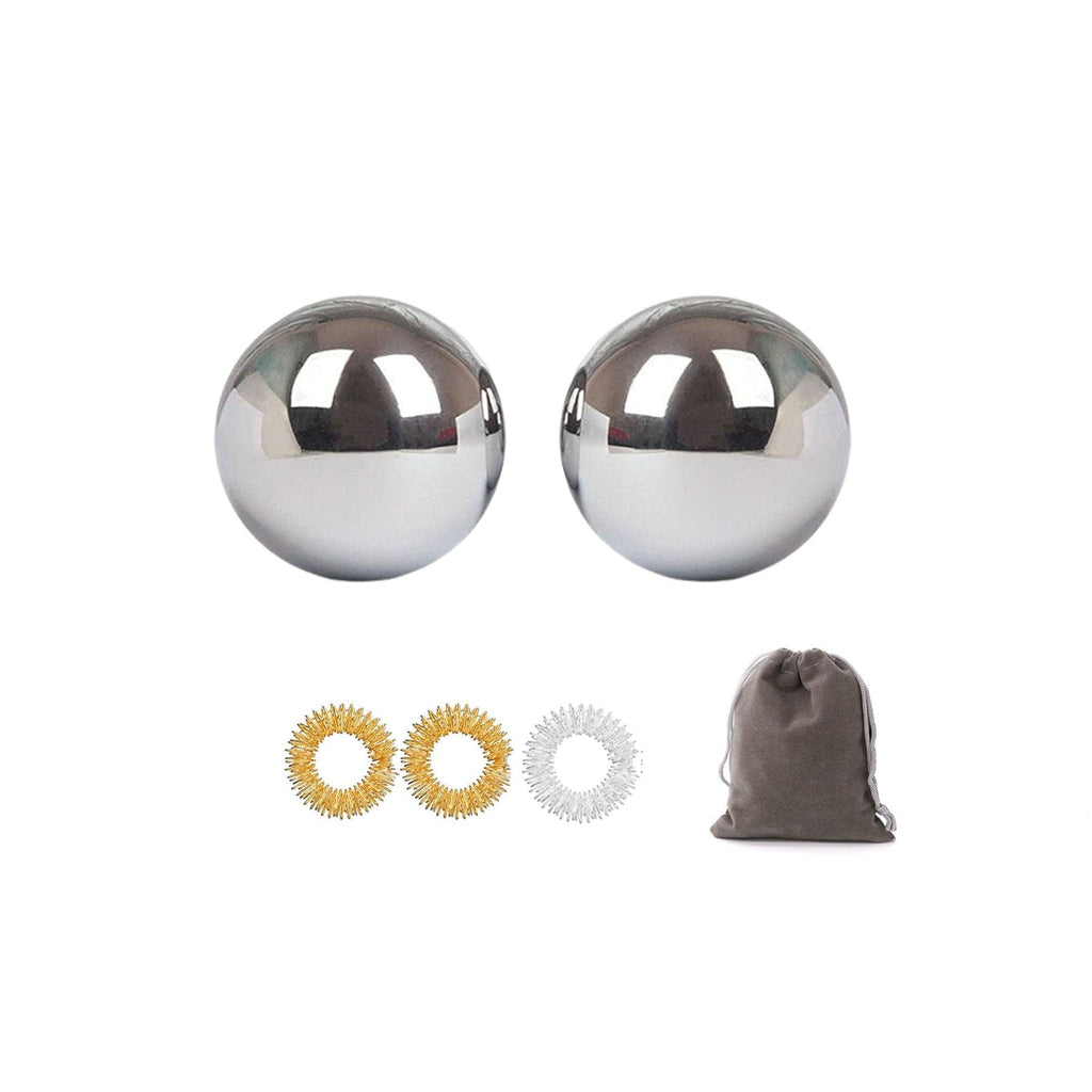 Tianigo Stainless Steel Baoding Balls Set, 1.2 Inches Chinese Health Balls, Metal Stress Relief Hand Massage Balls No Chime for 