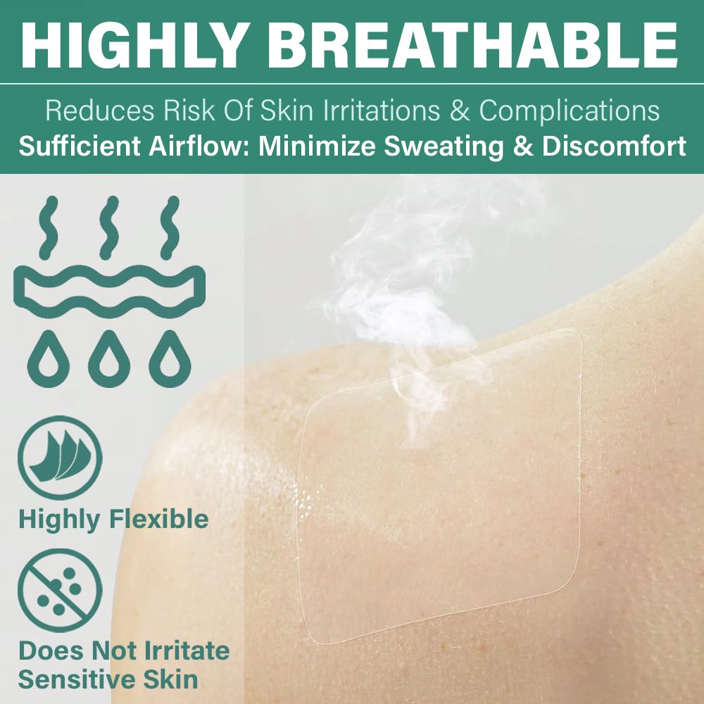 Everlit Care Transparent Film Dressing, Large Waterproof Adhesive Patch | Window Frame Wound Cover for Post Surgical Shower, IV