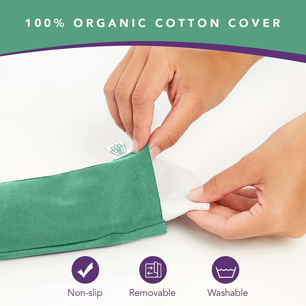 Lotus Lavender Eye Pillow with Flaxseed - Weighted Aromatherapy Mask for Meditation, Yoga & Relaxation - Spa Gift for Women & Me
