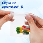 Zonon Pill Pouch Bags Zippered Reusable Pill Baggies Clear Plastic Bags Self Sealing Travel Medicine Organizer Storage with Slid