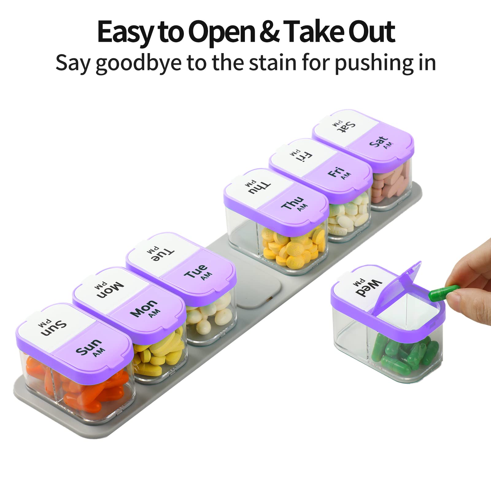 Daviky Large Pill Organizer 7 Day, Weekly XL Pill Box 2 Times a Day, Extra Big Medicine Case AM PM for Vitamins, Supplements and