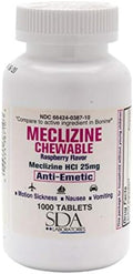 SDA LABORATORIES Meclizine Chewable Tablets, 25mg, Anti-Emetic, Raspberry Flavor, Motion Sickness & Vertigo Relief for Nausea, D