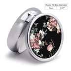 Beautiful Retro Flowers Pill Box Purse Pocket Small Round Silver Pill Case Decorative Box Metal Medicine Vitamin Pill Organizer