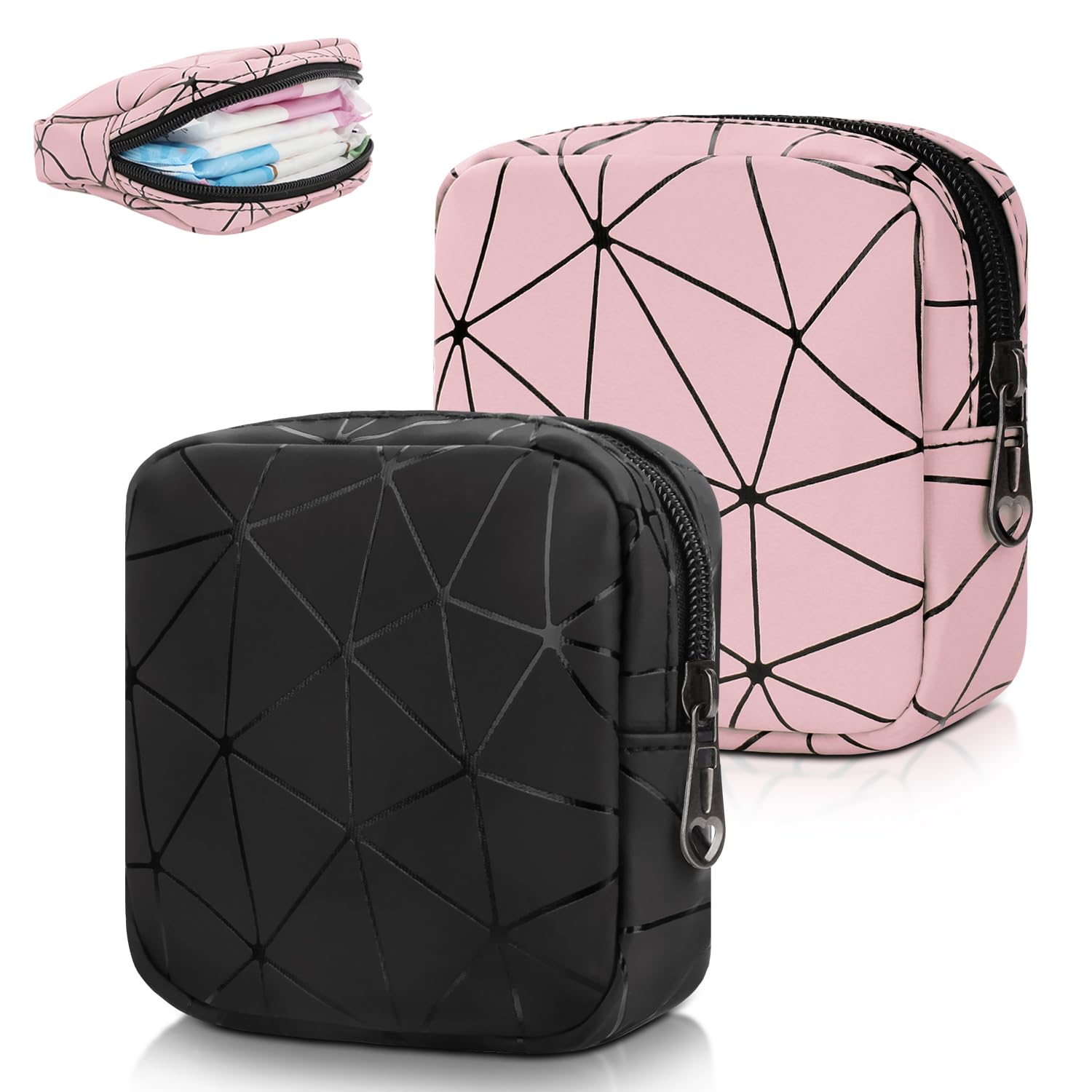 Desing Wish Sanitary Napkin Storage Bag, Menstrual Cup Pouch Nursing Pad Holder Tampon Bags Feminine Product Pouches Portable Pe