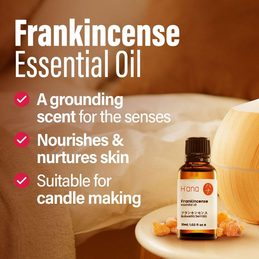 Hana Frankincense Essential Oil - 100% Pure and Natural Frankincense Oil for Face, Skin, and Diffuser - with a Warm, Resinous Sc