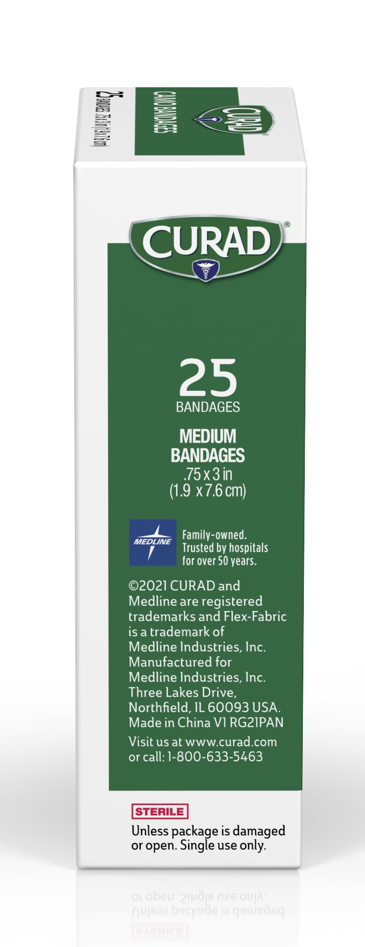 CURAD Green Camo Flex-Fabric Adhesive Bandage, 3/4 x 3, 25 Count