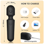 MANFLY Portable Travel Massage Tool, 10 Modes Rechargeable Waterproof Mini Neck Muscle Massager (Deep Black)