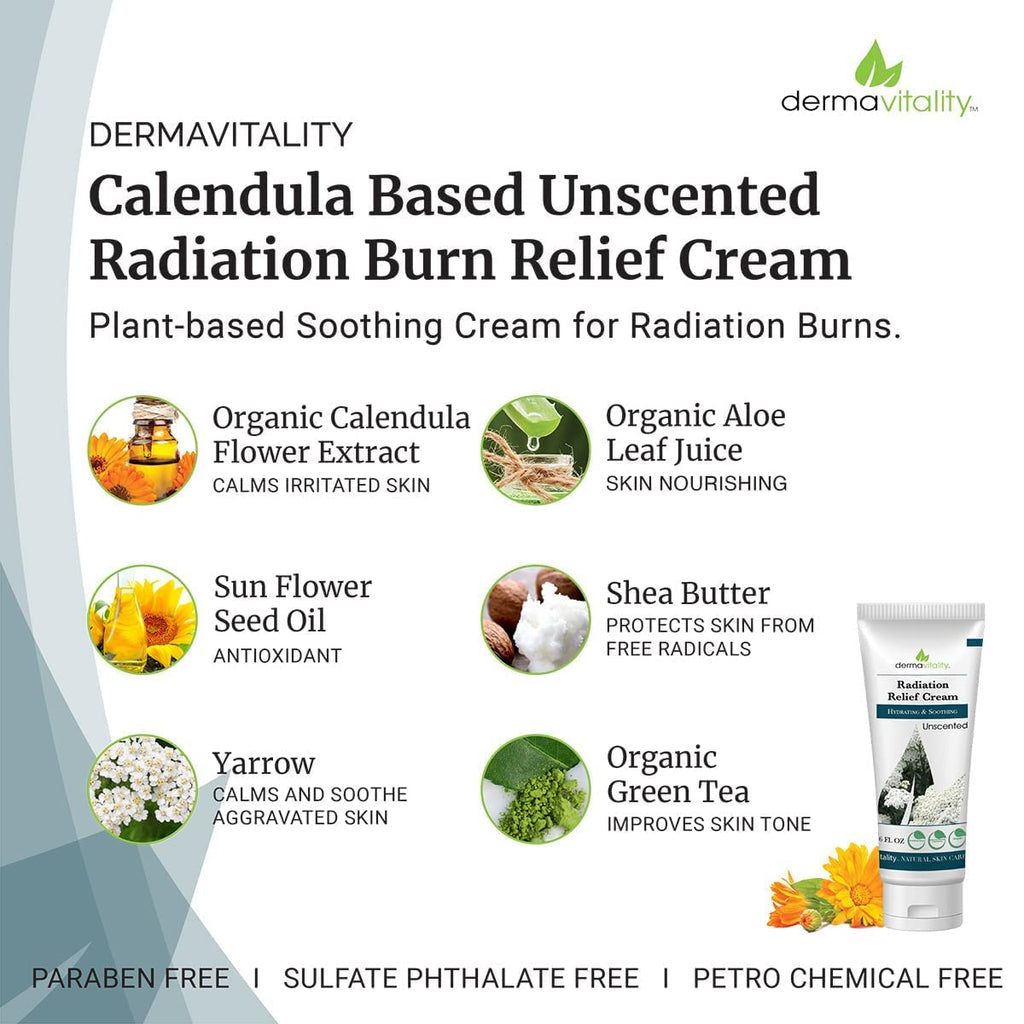 UltimateVitality Unscented Radiation Burn Relief Cream - Calendula Cream for Radiation Patients, Natural, Organic, Paraben, Ptha