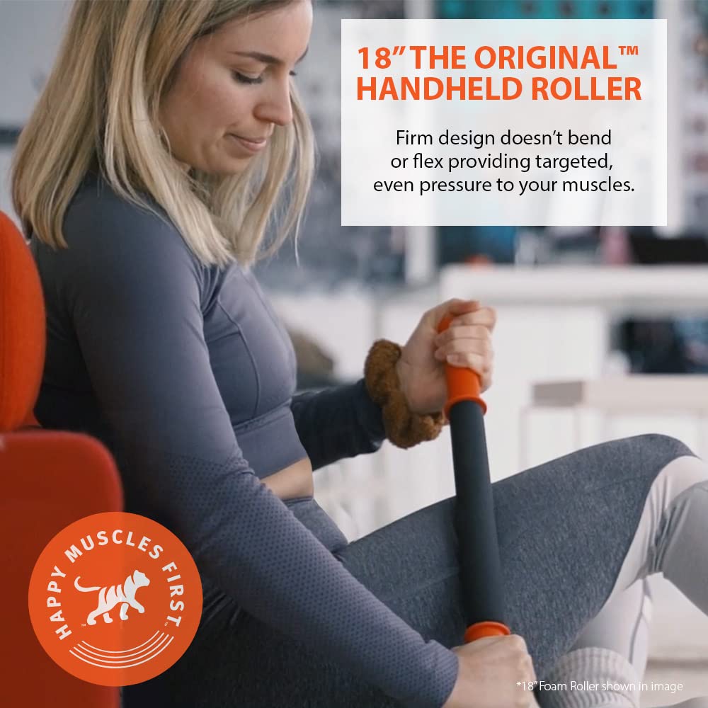 Tiger Tail 18in Massage Stick Portable Roller, Handheld, Deep Tissue Foam Roller, Body Massage and Myofascial Release Tool for L