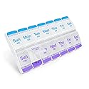 EZY DOSE Push Button (7-Day) Pill Case, Medicine Planner, Vitamin Organizer, 2 Times a Day AM/PM, Large Compartments, Arthritis