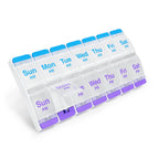 EZY DOSE Push Button (7-Day) Pill Case, Medicine Planner, Vitamin Organizer, 2 Times a Day AM/PM, Large Compartments, Arthritis 