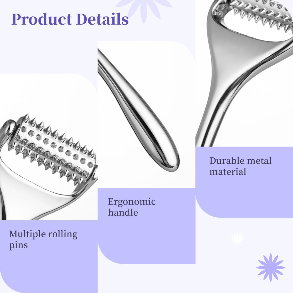Varku Massage Roller, Face Acupressure Roller, Handheld Acupuncture Roller, Metal Handheld Acupressure Massager with 100 Trigger