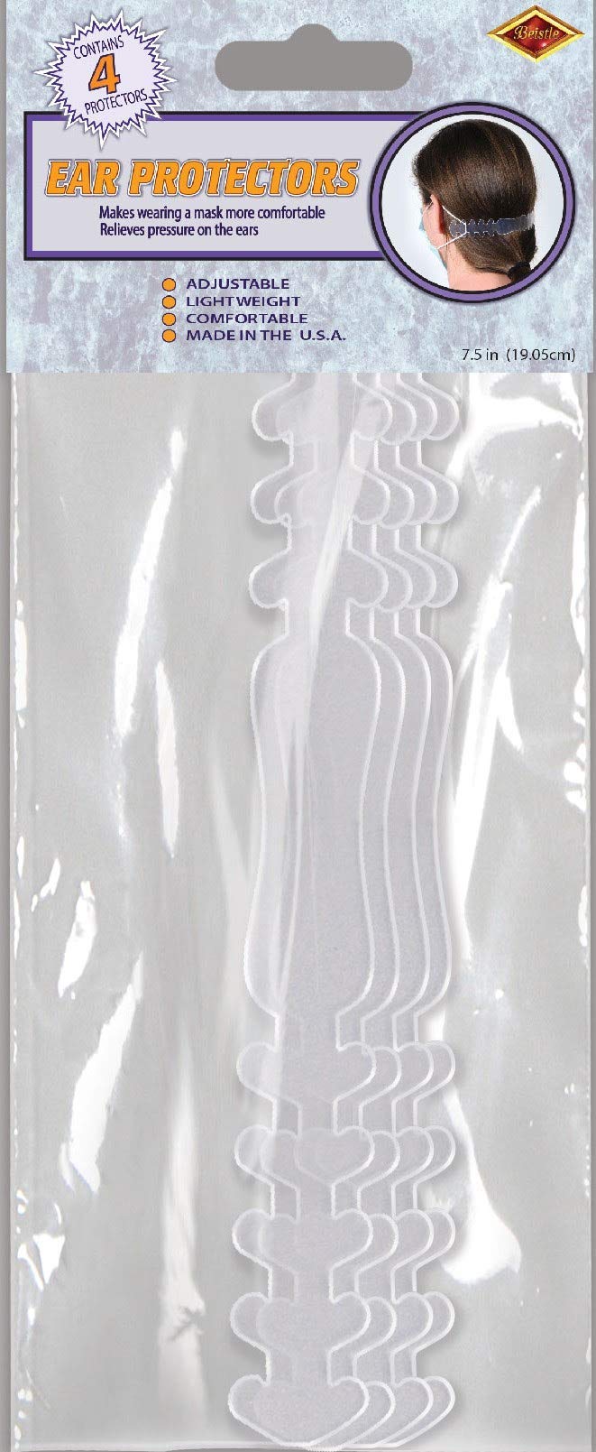 TMI Clear MASK Strap Hooks | 5 Adjustable Positions | Ear Protecters 4 Pack | Made in USA
