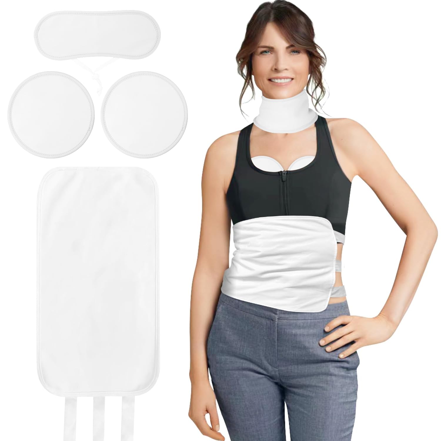 4 Pcs Castor Oil Pack Wrap Organic Cotton for Stomach, Neck, Breast, Belly, Liver Detox, Reusable Castor Oil Compress and Pack K