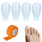 4pcs Waterproof Toe Protector, Reusable Silicone Toe Sleeve with Nursing Bandage for Shower Swimming Pedicure Manicure Nail Soak