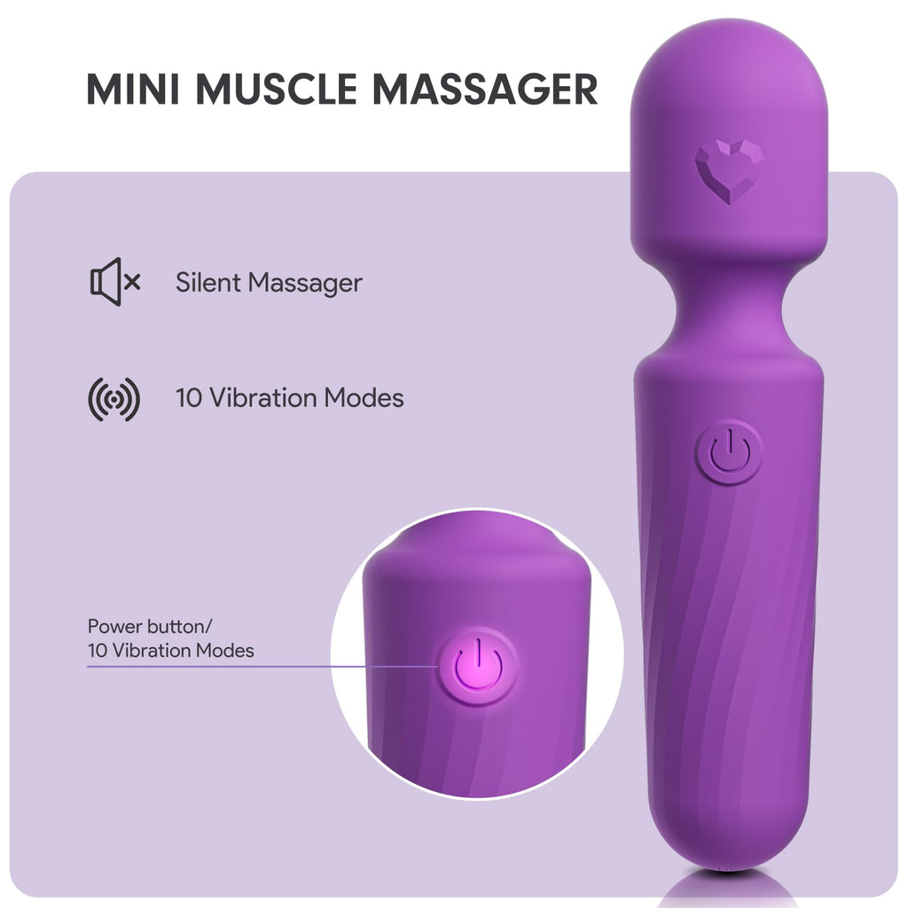 MANFLY Rechargeable Mini Massage Tool, Handheld Quiet Powerful Neck Muscle Massager, Purple